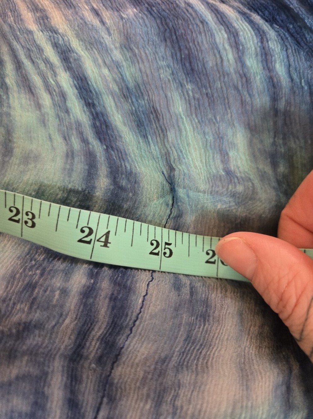 Axara Paris (175$) | Sheer Tie-Dye Batwing Tunic Top Blue Turquoise, Size 38 - Picture 7 of 8